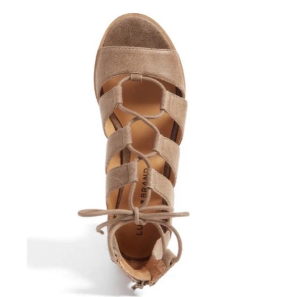 Lucky Brand 👣 Tazu Leather Suede Block Heel Sandals - Picture 3 of 12